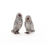 A VICTORIAN SILVER OWL PEPPERETTE