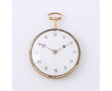 
	
		LEPINE, HR. DU ROY
		A FRENCH GOLD AND ENAMEL OPEN FACE POCKET WATCH, NO. 6819, CIRCA 1780
		Movement: Full plate, verge