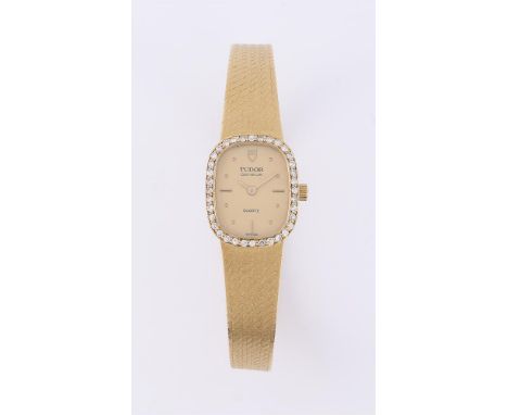 
	
		TUDOR
		A LADY&#39;S 18 CARAT GOLD AND DIAMOND BRACELET WATCH, NO. 15516 645154
		Movement: Cal. ETA 976001, quartz, 6 j