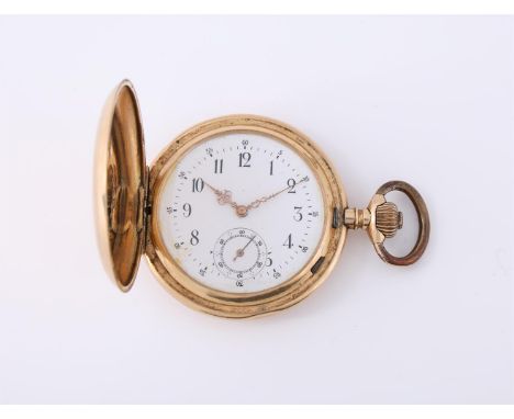 
	
		SYSTEME GLASHUTTE
		A GOLD KEYLESS WIND FULL HUNTER POCKET WATCH NO. 6303, CIRCA 1900
		Movement: Three quarter plate mo