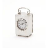 A SILVER CASED CARRIAGE CLOCK