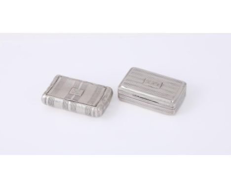A GEORGE III SILVER RECTANGULAR SNUFF BOX JOHN SHAW, BIRMINGHAM 1812 With reeded decoration and engraved B. Mc. M within a re