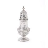 A VICTORIAN SILVER BALUSTER CASTOR