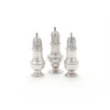 A PAIR OF GEORGE II SILVER PEPPERETTES