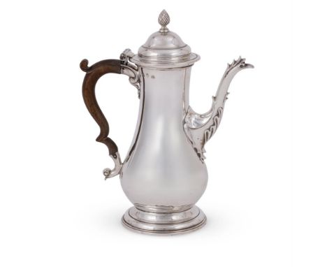
	
		A GEORGE III SILVER BALUSTER COFFEE POT
		JOSEPH STEWARD, LONDON 1768
		With a wrythen cone finial to the ogee domed cov
