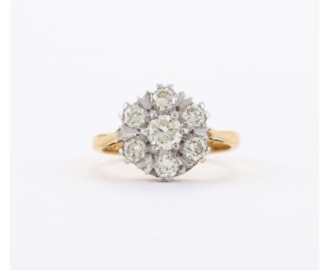 
	
		A DIAMOND CLUSTER RING  
		The cluster set with brilliant cut diamonds, approximately 0.95 carats total, to a gold colou