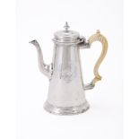 Y A GEORGE II SILVER TAPERING COFFEE POT