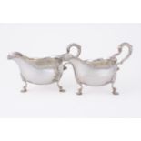 A PAIR OF GEORGE III SILVER OVAL SAUCE BOATS