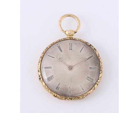 
	
		LEPINE, PARIS
		A FRENCH GOLD AND ENAMEL OPEN FACE POCKET WATCH, NO. 12919
		Movement: Cylinder escapement, three armed 