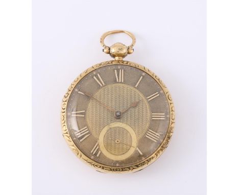
	
		PETER DUNNE
		AN 18 CARAT GOLD OPEN FACE POCKET WATCH, NO. 6358, CIRCA 1829
		Movement: Lever fusee, three armed domed b