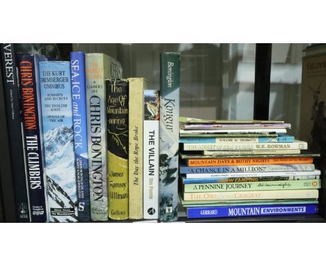 Shelf of books on mountaineering and UK mountain climbing. Not available for in-house P&amp;P, contact Paul O'Hea at Mailboxe