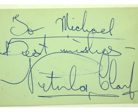 Petula Clark autograph from a 1950s autograph book. P&amp;P Group 1 (£14+VAT for the first lot and £1+VAT for subsequent lots