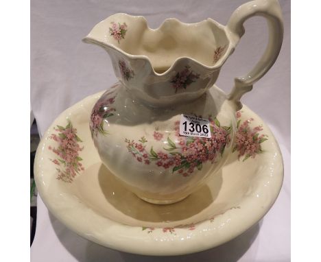 Ceramic water bowl and jug, D: 38 cm. Not available for in-house P&amp;P, contact Paul O'Hea at Mailboxes on 01925 659133 