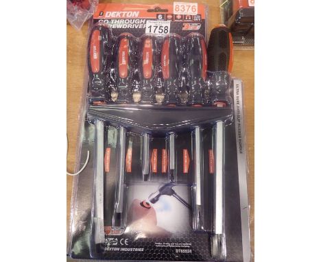 New Dekton Go Through screwdrivers with holder. P&amp;P Group 1 (£14+VAT for the first lot and £1+VAT for subsequent lots) 