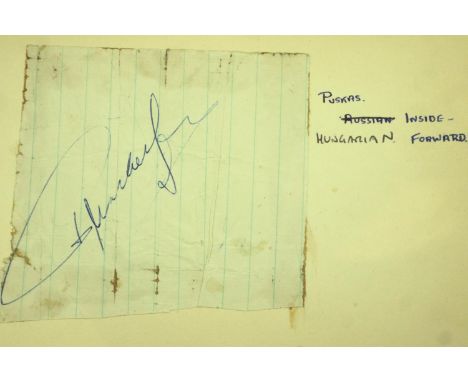 Ferenc Puskas autograph from a 1950s autograph book. P&amp;P Group 1 (£14+VAT for the first lot and £1+VAT for subsequent lot