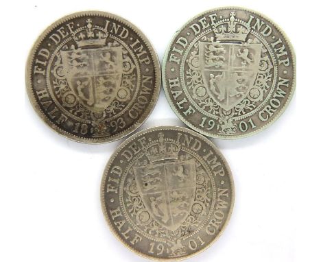 Three silver half crowns of Queen Victoria. P&amp;P Group 1 (£14+VAT for the first lot and £1+VAT for subsequent lots) 