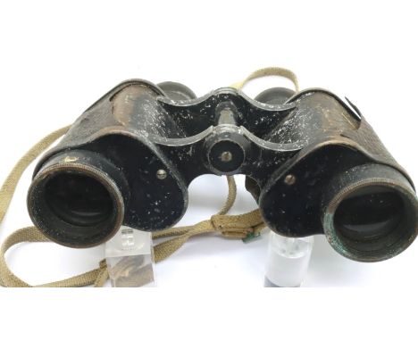 WWII pair of military binoculars by Watson &amp; Baker, marked with crows foot. P&amp;P Group 2 (£18+VAT for the first lot an