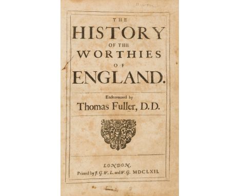 Fuller (Thomas) The History of the Worthies of England, engraved portrait frontispiece, laid down to later sheet and reinforc