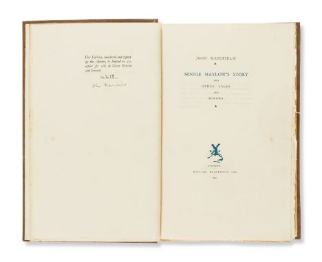 Masefield (John) Minnie Maylow's Story, one of 375 copies signed by the author, occasional light foxing, original buckram, gi