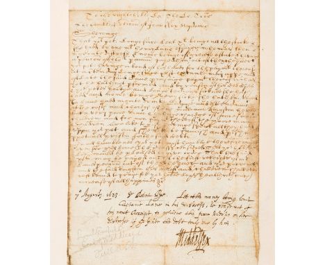Jacobean Petition.- Middlesex (Lionel Cranfield, first Earl of, merchant, financier, and government minister, 1575-1645) &amp
