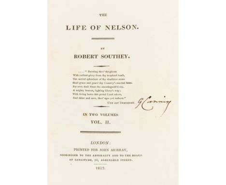 Southey (Robert) Life of Nelson, 2 vol., first edition, second issue with p.258 correctly numbered, half-titles, frontispiece