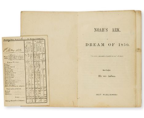 [?Busk (Hans)] Noah's ark. A dream of 1850, occasional spotting and light staining, original printed wrappers, soiled and cre