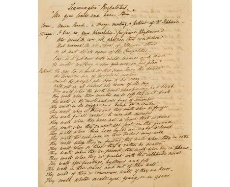 Verse satire of Leamington Spa.- [Elliott (Charlotte)] Leamington Peripatetics. "Use your limbs and have them.", manuscript, 