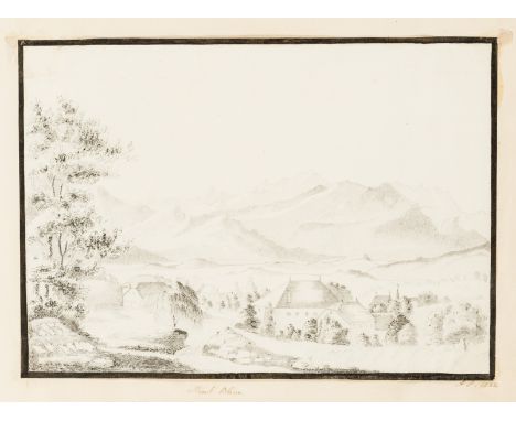 Grand Tour Album.- Album of manuscripts, drawings and engravings, including: drawings: "Mont Blanc"; "Château de Prangins" an