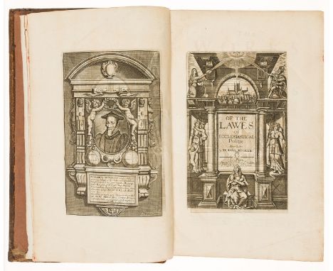 Hooker (Richard) The Works, title in red and black, engraved portrait frontispiece, engraved additional title, bookplate to f