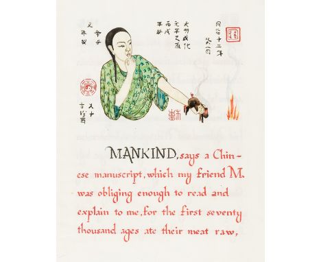 NO RESERVE Calligraphic Manuscript.- Lamb (Charles) A Dissertation Upon Roast Pig, manuscript in English and Chinese, in red 