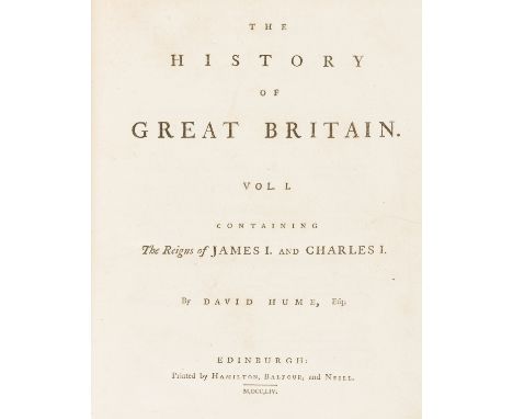 Hume (David) The History of Great Britain, 2 vol., first edition, some light browning, endpapers defective, early ink annotat