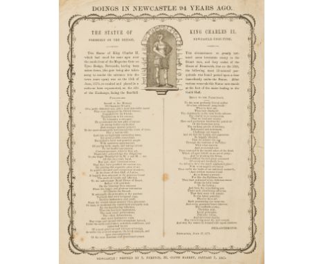 NO RESERVE Broadside.- Newcastle.- Doings in Newcastle 94 year ago, 287 x 225mm., wood-engraved illustration of the statue at