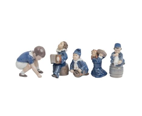 ROYAL COPENHAGEN/B&G 5-tlg Konvolut Kinderfiguren, 20. Jh. vier musizierende Kinder nach einem Entwurf von Adda Bonfils (1883