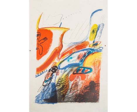 ANTES, HORST (1936) "Farbenfrohe Komposition", Farblithographie, sig.. HxB Blatt: 59/41 cm. Altersspuren, partiell Knickspure