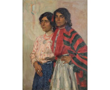 FIGGE, HUGO (1881-1956), "Zigeunerinnen", Portrait zweier beieinander stehender junger Frauen, u.re. signiert, bezeichnet und