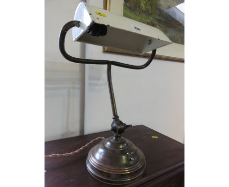 ANTIQUE DESK LAMP, a 1930's copper based desk lamp with adjustable shade