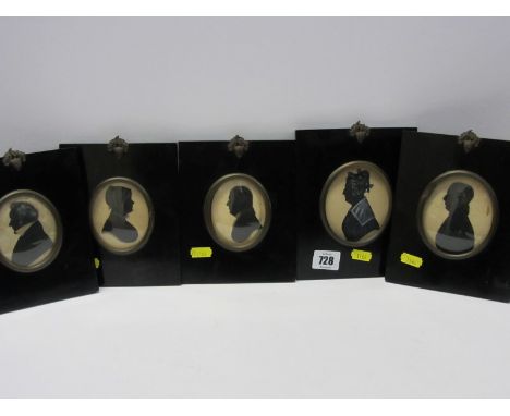 PORTRAIT SILHOUETTES, a group of 5 portraits silhouettes some of the Lloyd Jones family, named on reverse and dated between 1