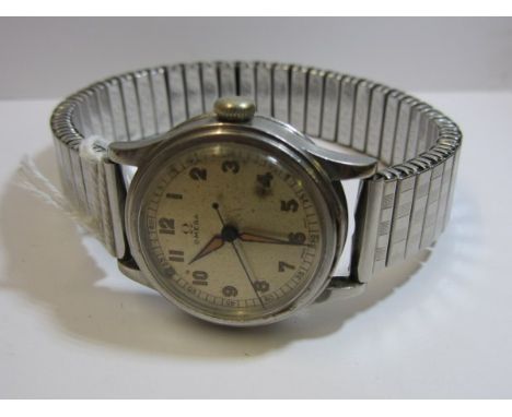 OMEGA, vintage stainless steel cased Omega wrist watch with silver dial and Arabic numerals