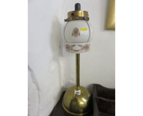 TILLEY LAMP with painted and milk glass shade