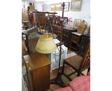 ROSEWOOD POLE SCREEN, adapted to adjustable lamp