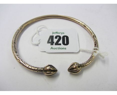 SLAVE BANGLE, antique engraved gold  coloured slave bangle, 25 grams (no hall mark present)