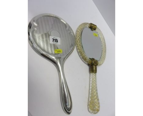 SILVER BACKED HAND MIRROR, also Venetian glass surround hand mirror