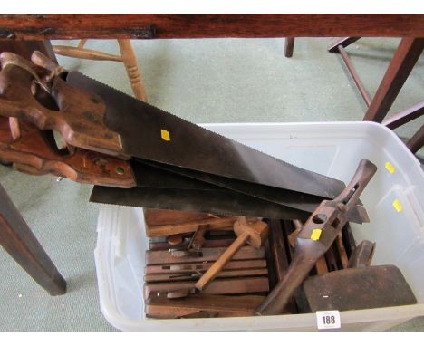 CARPENTER TOOLS, collection of wooden moulding plains various saws and spokeshave