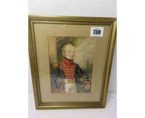 MILITARY PORTRAIT, early 19th Century water colour "Portrait of Officer", 6.25" x 4.5"