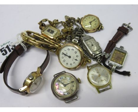 LADIES WRIST WATCHES, 8 vintage ladies wrist watches including Favre-Luba on leather strap, Alpha, etc