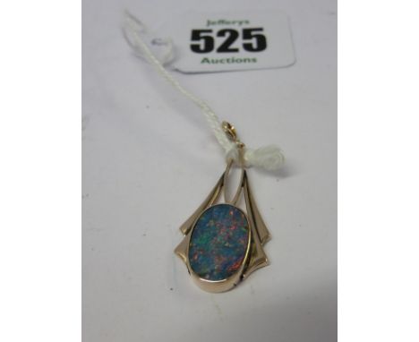 BLACK OPAL PENDANT, in 9ct gold mount