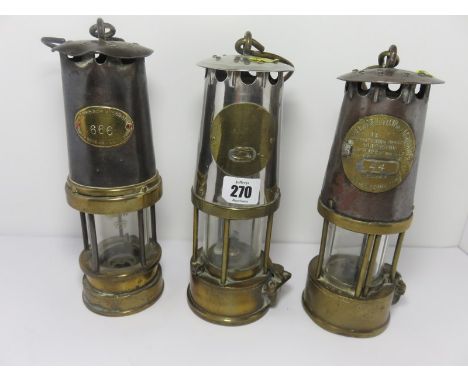 SAFETY LANTERNS, comprising of 2 Protector models and a Patterson safety lamp