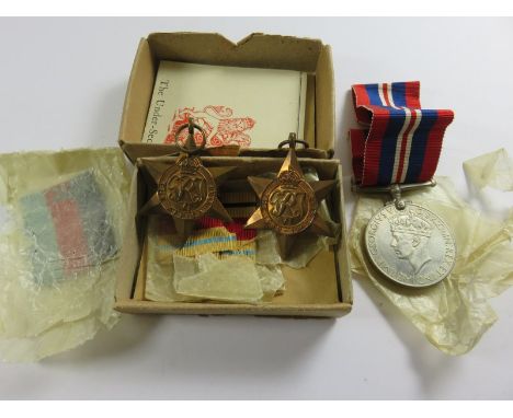 GROUP OF 3 1939-45 MEDAL, in box to R Driver War medal, Africa Star, 1939-45 Star