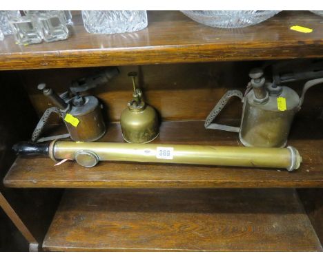 TOOLS, 2 brass blow lamps and 2 brass sprayers