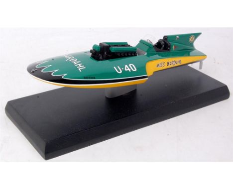 Classic Construction Models, 1:32nd scale brass and resin model of a 1958 U-40 Miss Bardahl Hydroplane, limited to 100 pieces